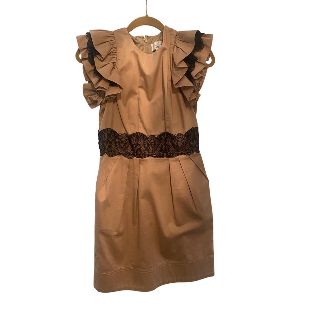 jessica simpson Fancy Ruffle Short dress Size 2 Beige Black MSRP $138